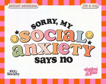 Social Anxiety Says No SVG PNG: Mental Health Design (Commercial Use)