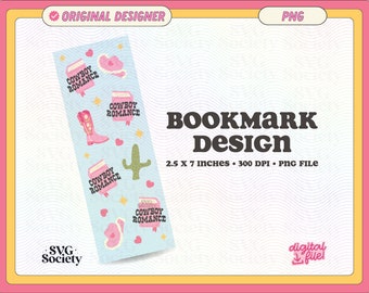 Cowboy Romantik Lesezeichen Design, PNG Datei, niedliches kreatives buchstäbliches druckbares Lesezeichen Design für den kommerziellen Gebrauch