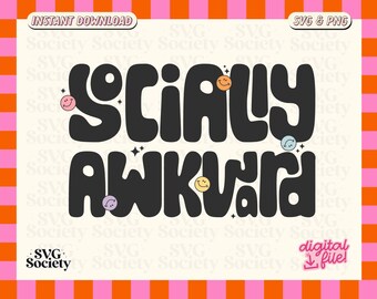 Socially Awkward SVG PNG: Colorful Introvert Design (Digital Download)