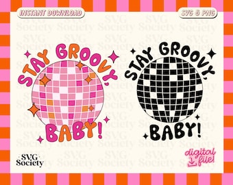 Retro Disco Ball SVG PNG: Stay Groovy 70s Vibe (Design Download)