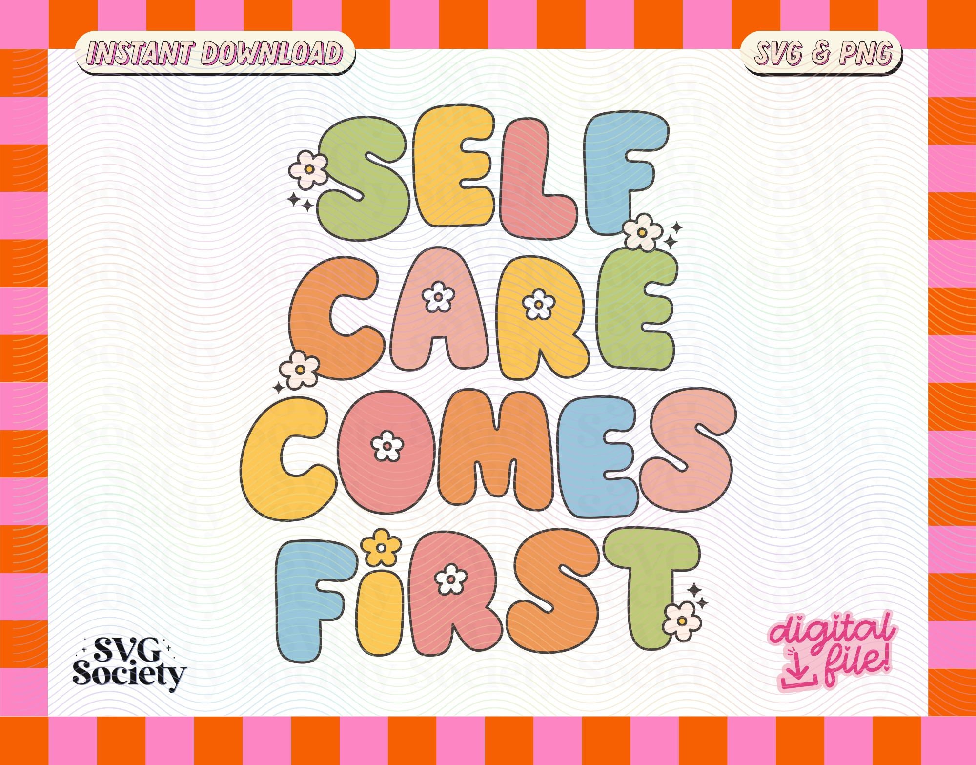 Self Care SVG PNG File: Trendy Mental Health Designs (digital Download ...