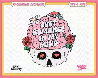 Romance en mi mente SVG: Diseño de calavera literaria (PNG, SVG)