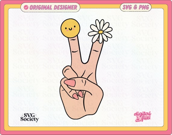 Floral Peace Sign SVG PNG Cute Design Elements for T-Shirts, Cups, Stickers, Tote Bags & More - Commercial Use