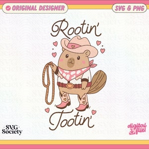 Rootin Tootin Capybara SVG PNG File, Cute Artsy Trendy Design for Graphic Tee Shirts, Stickers, Cups, Keychains, Tote Bags And More