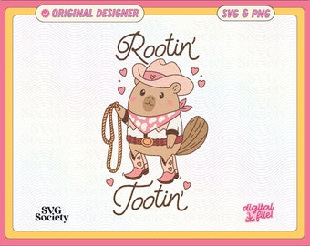 Rootin Tootin Capybara SVG PNG File, Cute Artsy Trendy Design for Graphic Tee Shirts, Stickers, Cups, Keychains, Tote Bags And More