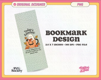 Bookish Ghost Bookmark Design: Fall Halloween Printable (PNG File)