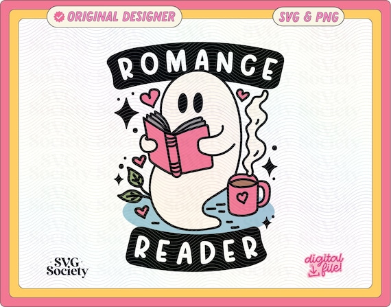 Romance Reader Ghost SVG PNG: Bookish Artsy Design (Digital File)