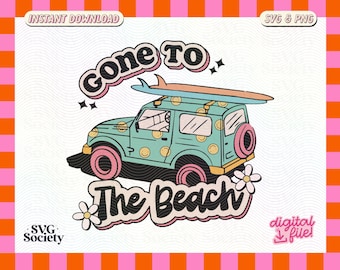 Gone To The Beach SVG: retro zomerautoafbeelding (digitale download)