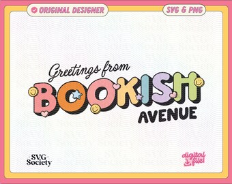 Plik SVG PNG „Bookish Avenue”: Modny projekt dla miłośników książek (pobranie cyfrowe)