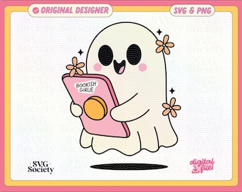 Fichier PNG SVG Girlie Ghost livresques : lecture artistique Design (téléchargement numérique)