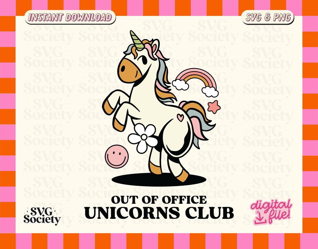 Out of Office Unicorns Club SVG PNG: Vacation Design (commercial Use ...