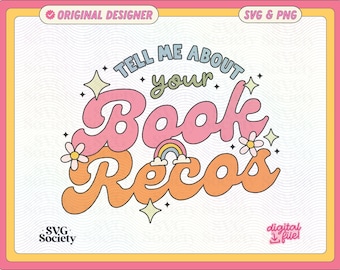 Book Recos SVG PNG File: Trendy Bookish Design (Digital Download)