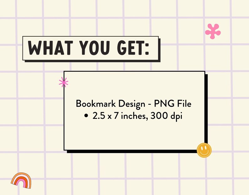 K&ouml;nnte beinhalten: Ein digitaler Download f&uuml;r ein Lesezeichen-Design. Das Design ist eine PNG-Datei, 2,5 x 7 Zoll gro&szlig; und mit 300 dpi.
