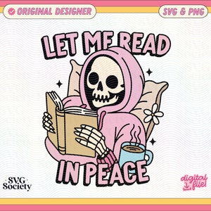 Fichier PNG SVG Squelette livresques : à lire dans la paix Design artistique (téléchargement numérique)