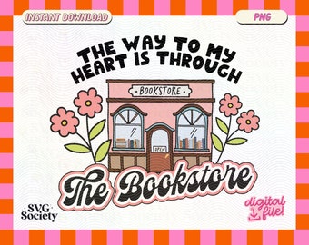 Bookstore Love PNG File: Bookworm Sticker Design (Digital Download)