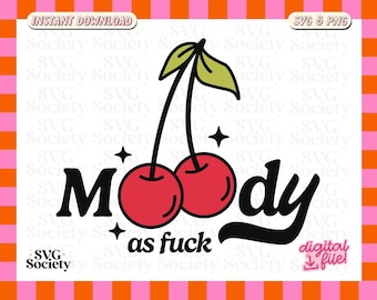 Moody Cherries Retro Design: SVG, PNG (Digital Download)