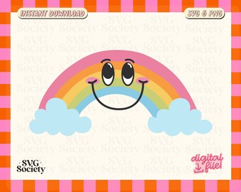 Happy Rainbow SVG PNG Design for T-Shirts, Mugs, Stickers, and Tote Bags - Commercial Use