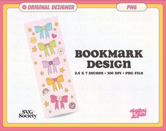 Diseño de marcapáginas con cintas de arcoíris, archivo PNG, bonito y creativo marcapáginas imprimible para uso comercial.