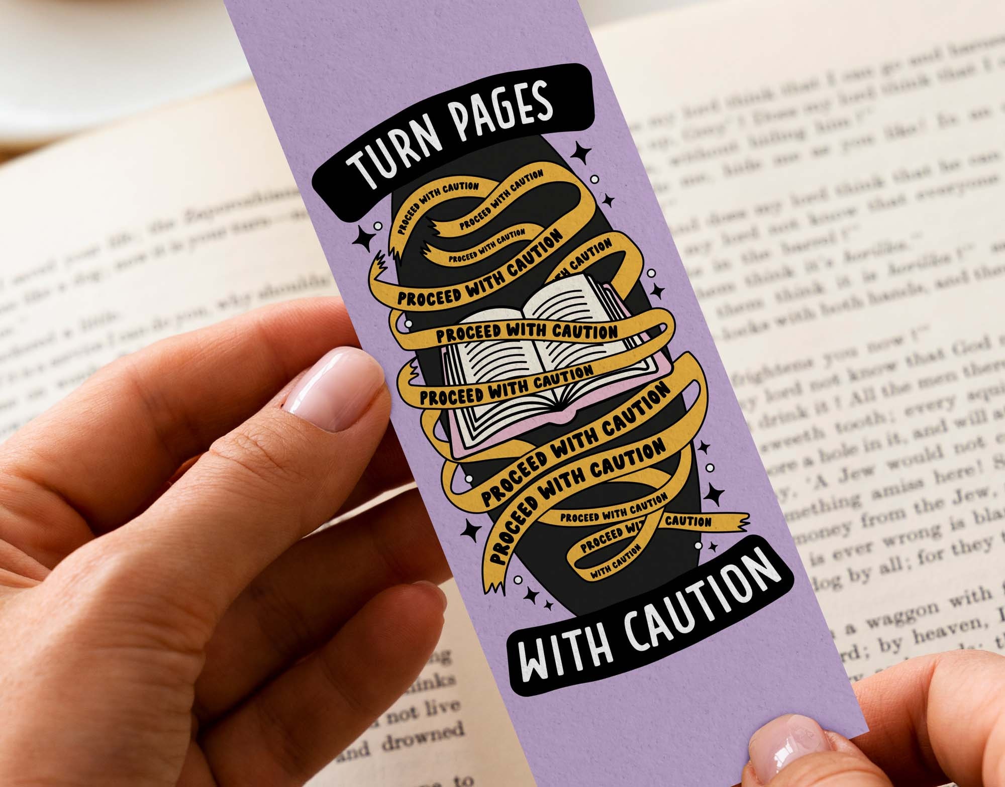 Turn Pages With Caution Bookmark Design: Bookish Printable (PNG File ...