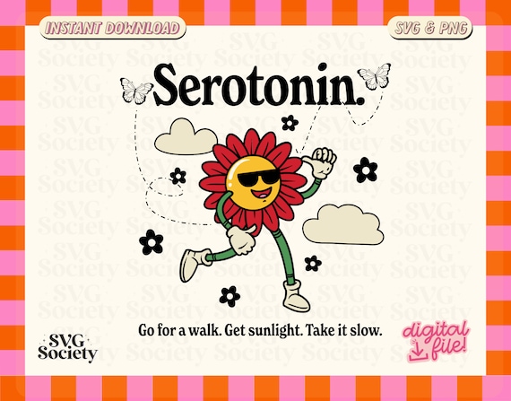 Retro Serotonin Flower SVG: Mental Health Matters, Design File (Digital Download)