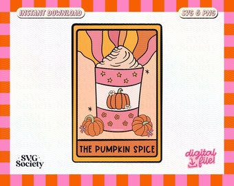 Pumpkin Spice Tarot Card Design: Autumn SVG PNG (Commercial Use)
