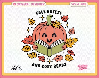 Bookish Halloween Pumpkin SVG: Cozy Fall Reads Design (PNG File)