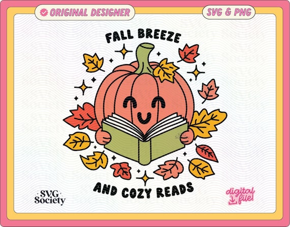 Bookish Halloween Pumpkin SVG: Cozy Fall Reads Design (PNG File)