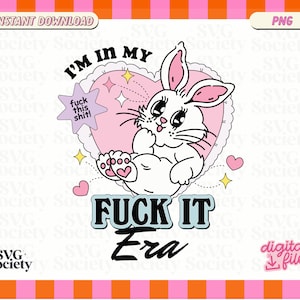 Trendy Y2K PNG Graphic, Cute Fun Rabbit Heart with Snarky Humor Aesthetic Design Perfect For Shirts, Mugs, Tote Bags and More