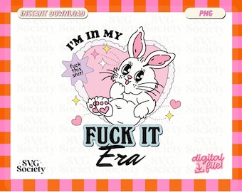 Y2K Rabbit PNG: Snarky Humor Graphic (Digital Download)