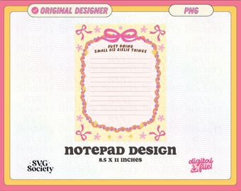 Diseño de bloc de notas imprimible para pequeñas empresas / Plantillas de papelería para manualidades / Inserciones divertidas para planificadores / Descarga digital instantánea