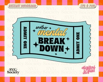 Mental Breakdown SVG PNG: Funny Sticker Design (Commercial Use)