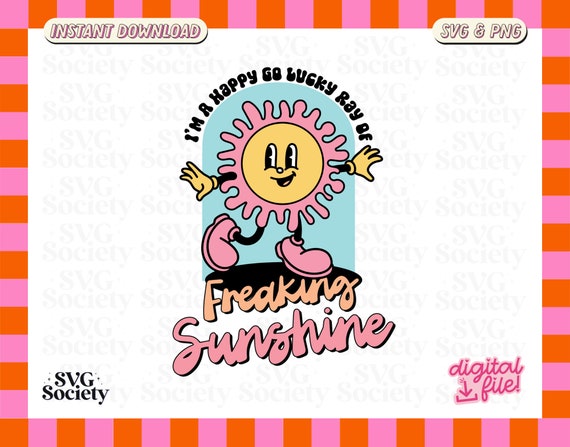 Happy Go Lucky Sunshine SVG: Retro Summer Design (Digital Download)