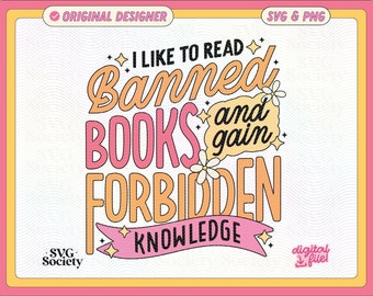 Banned Books SVG PNG File: Trendy Bookish Design (Commercial Use)