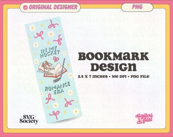 In My Hockey Romance Era Bookmark Design, PNG File, Cute Creative Bookish Printable Bookmark Design - Commercial Use