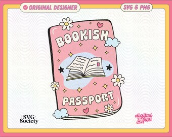 Bookish Passport SVG PNG File: Artsy Design (Commercial Use)