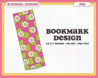 Diseño de marcapáginas con cuadros florales, archivo PNG, bonito y creativo diseño de marcapáginas imprimible para uso comercial.