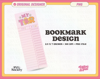 My TBR Bookmark Design, PNG File, Cute Creative Bookish Printable Bookmark Design for Commercial Use