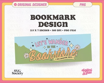 Bookstore Bookmark Design: Artsy Bookish Printable (PNG File)