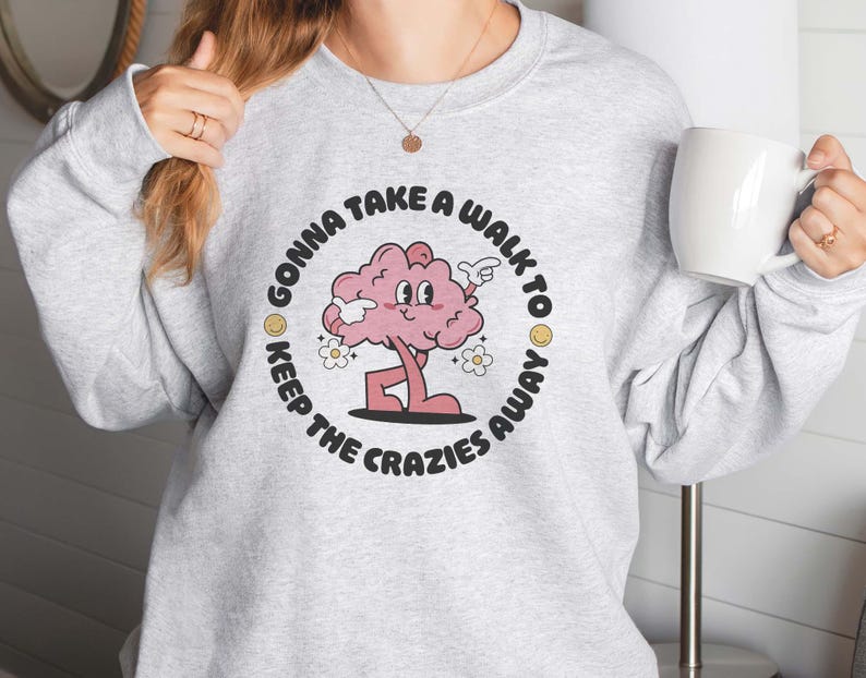Vou dar um passeio: Design retrô de saúde mental (SVG, arquivo PNG) imagem 2