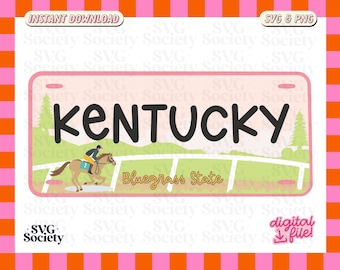 Kentucky Plate SVG PNG: Trendy State Design (Digital Download)