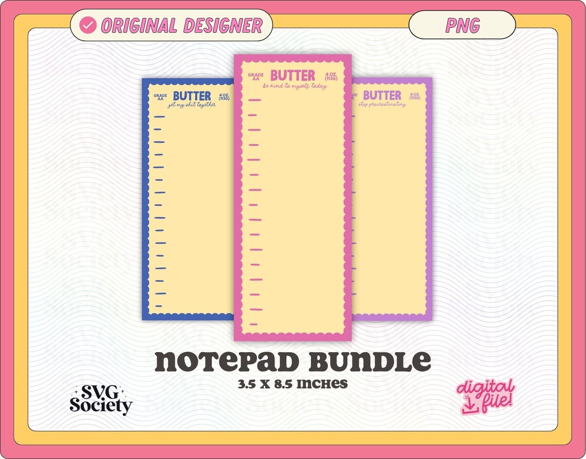 Butter to Do List Printable Notepad Design Bundle Craft Business