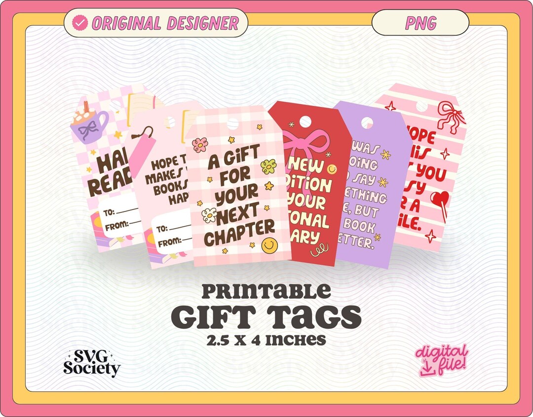Bookish Printable Gift Tags Design Bundle: Printable PNG Files| Craft ...