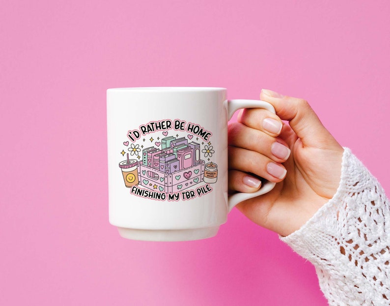 I'd Rather Be Finishing My TBR Pile SVG PNG File, Cute Trendy Bookish Artsy Design for Shirts, Stickers, Bookmarks, Cups, Tote Bags and More image 7