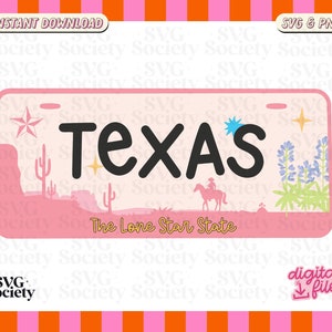 Texas Plate SVG PNG: Trendy Artsy Design (Commercial Use)