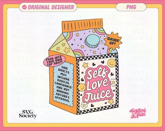 Jugo de amor propio PNG: Diseño peculiar de salud mental (uso comercial, descarga digital)