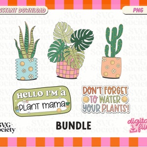 Plant Mama PNG Clipart Bundle: T-Shirts, Stickers, Merch Designs (Digital Download)