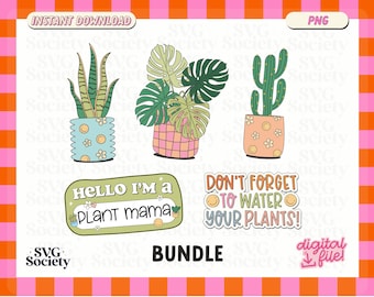 Plant Mama PNG Clipart Bundle: T-Shirts, Stickers, Merch Designs (Digital Download)