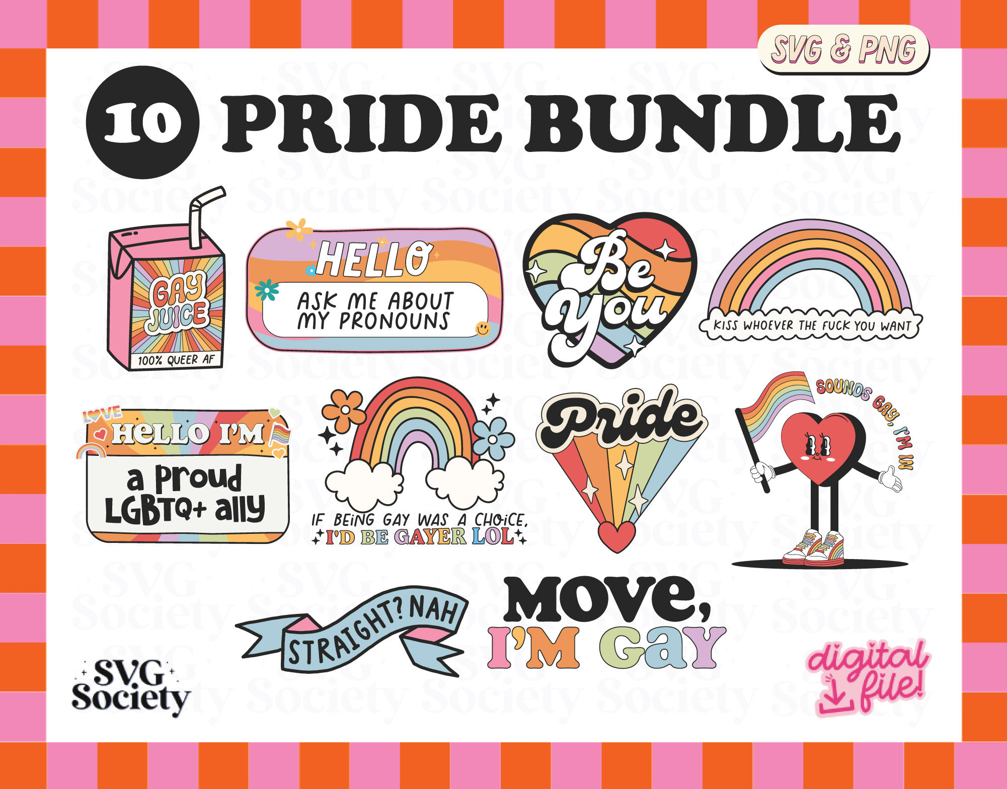 Pride Bundle SVG PNG Designs: LGBTQ+ Cut Files - Etsy