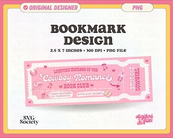 Lebenslanges Mitglied des Cowboy Romance Lesezeichen-Designs, PNG-Datei, niedliches kreatives buchstäbliches druckbares Lesezeichen-Design für kommerzielle Nutzung