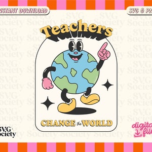 Teacher SVG, Cut File for Cricut, Groovy SVG, Teach Svg, Educator Svg, Groovy Teacher Svg, Svg Clipart, Commercial Use, Digital Download